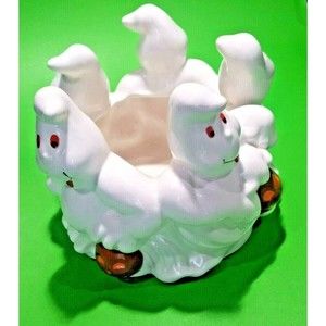 Ghosts Trick a Treating Candy Dish by Gibson Hosewares 7 1/2" Wide x 6" Tall